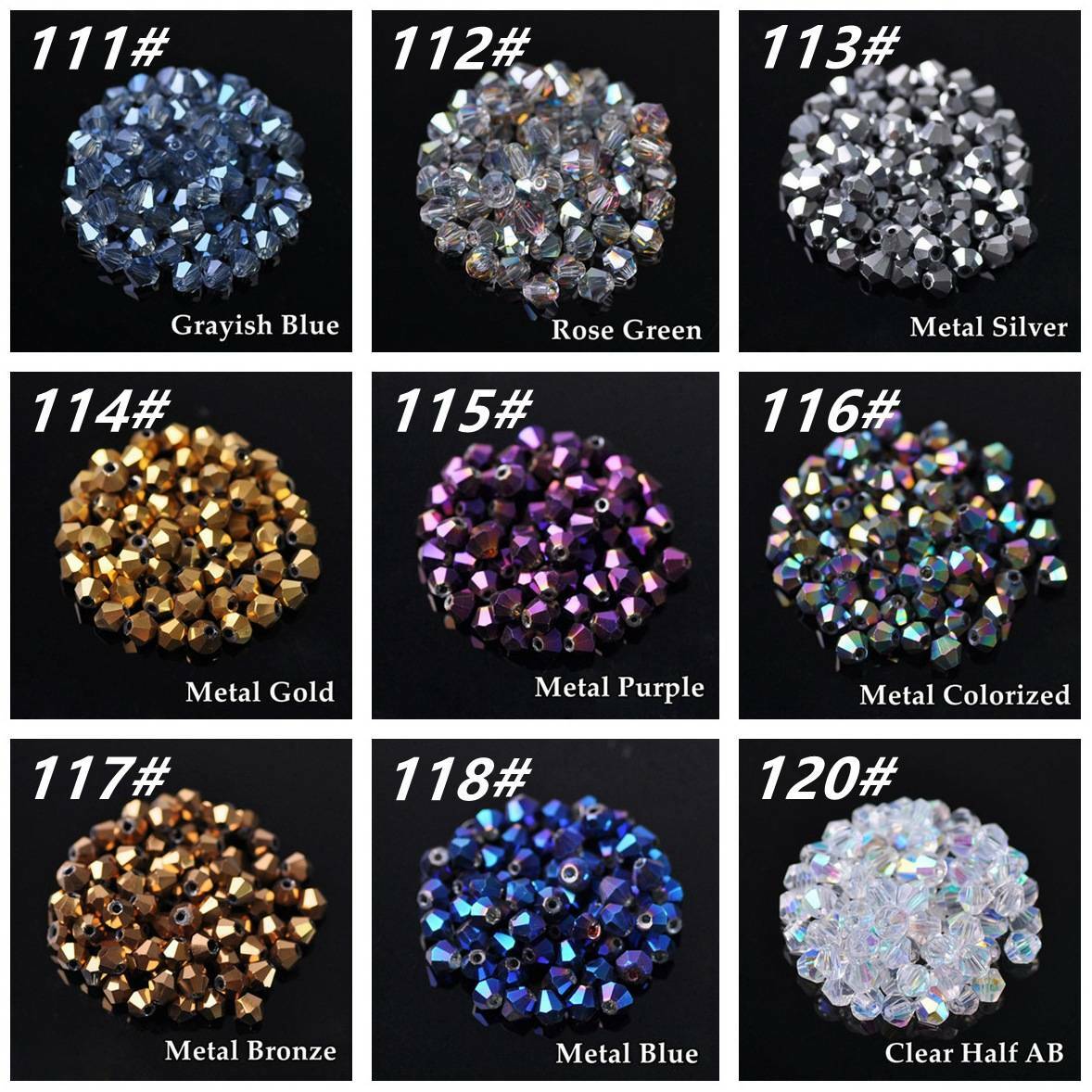 3mm 4mm 6mm 8mm Bicone Faceted Crystal Glass Loose Crafts Beads Jewelry Making
