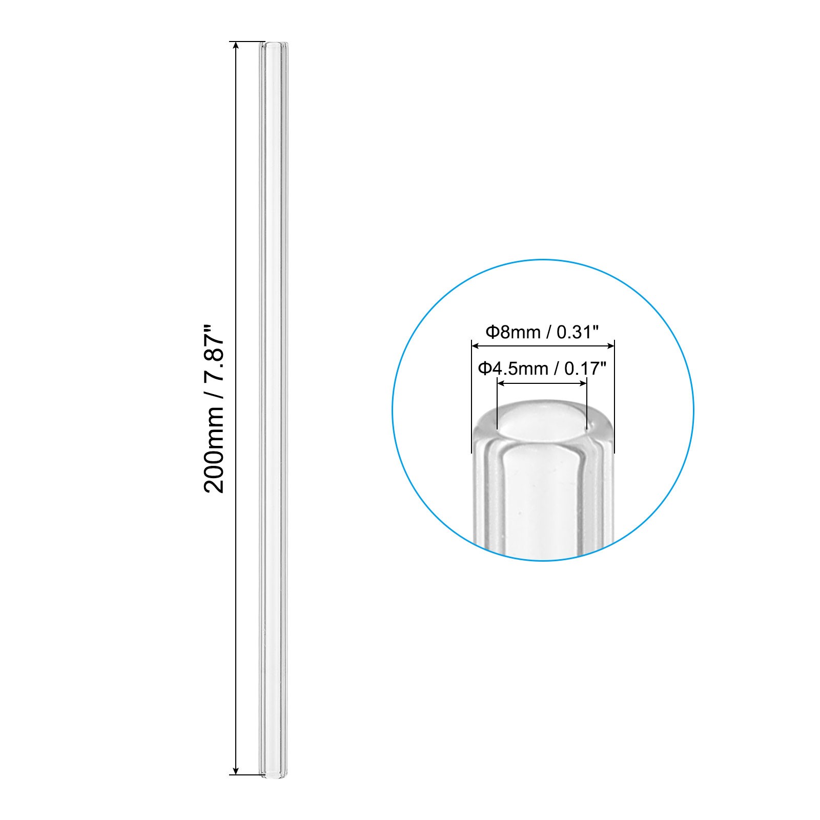12Pcs 8 Inch Glass Tube Borosilicate Glass Blowing Tubes Transparent