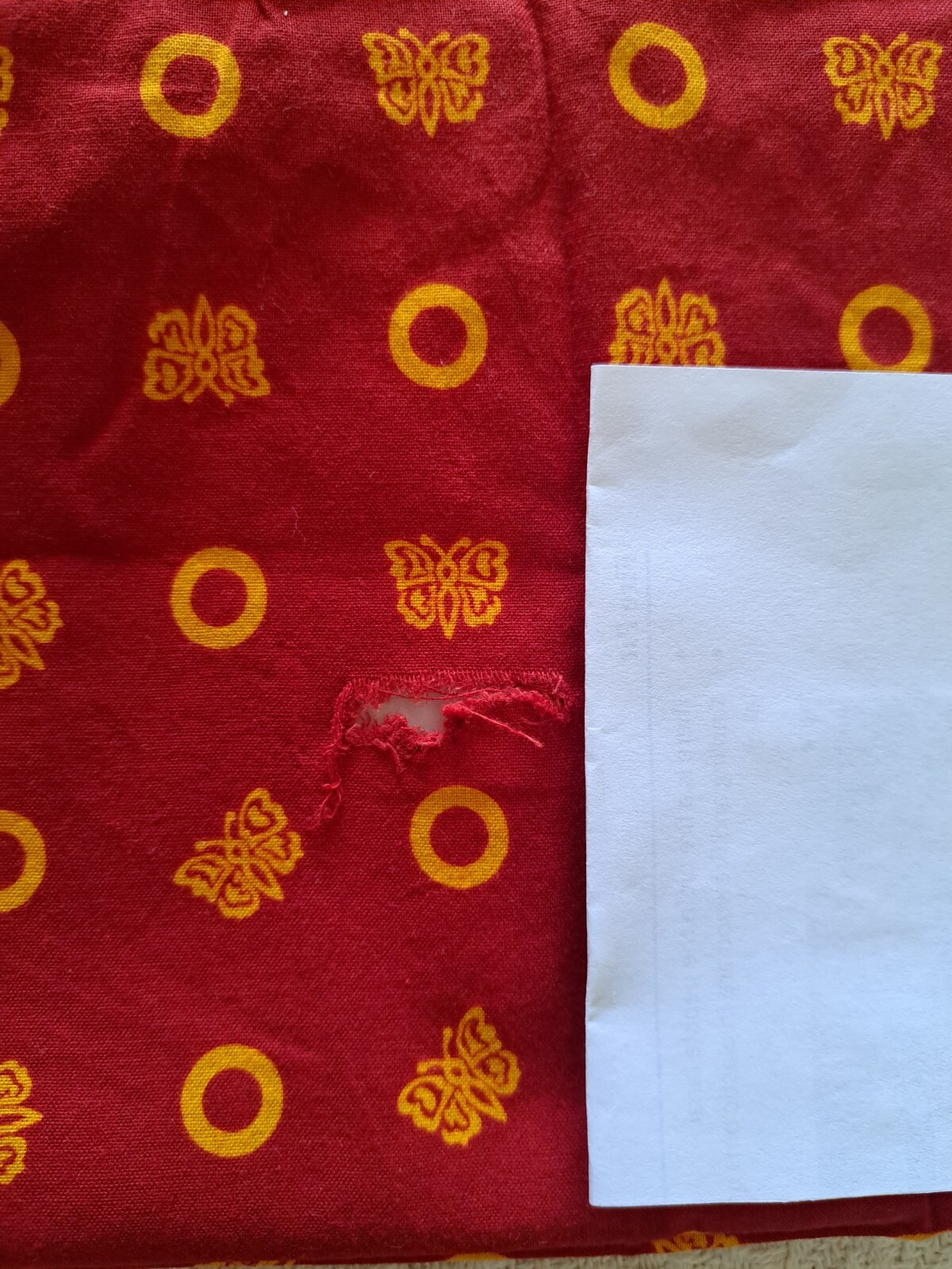 Vintage Korean Fabric Red and Yellow Squares for Market Totes and Head Scarves