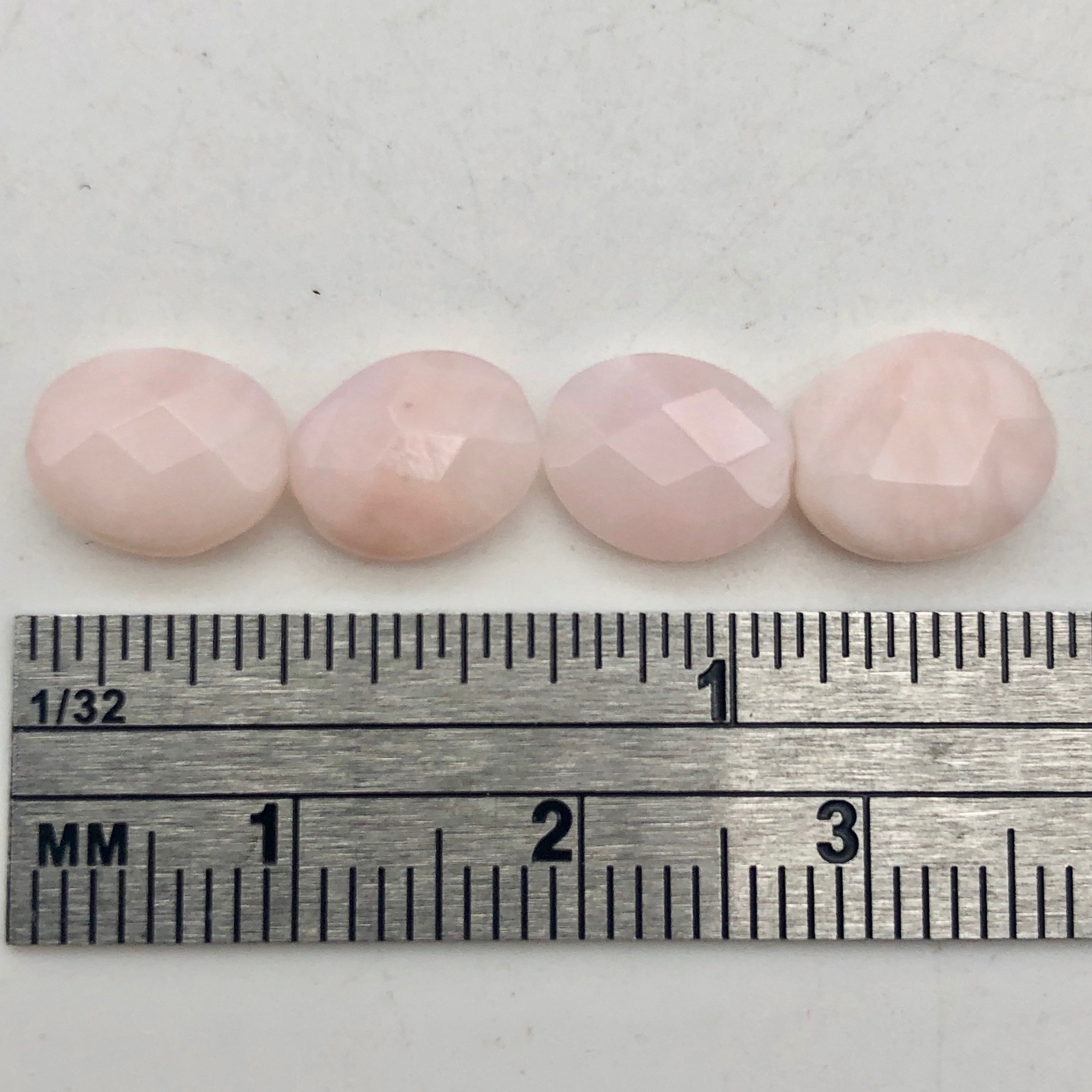 Pink Natural, Untreated Peruvian Opal Faceted Coin 10x7x3mm | 4 Beads |