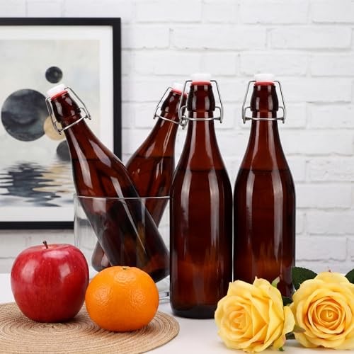 Pcs 25 oz Amber Glass Bottles, Swing Top Glass Brewing Bottles 12 Amber, Red