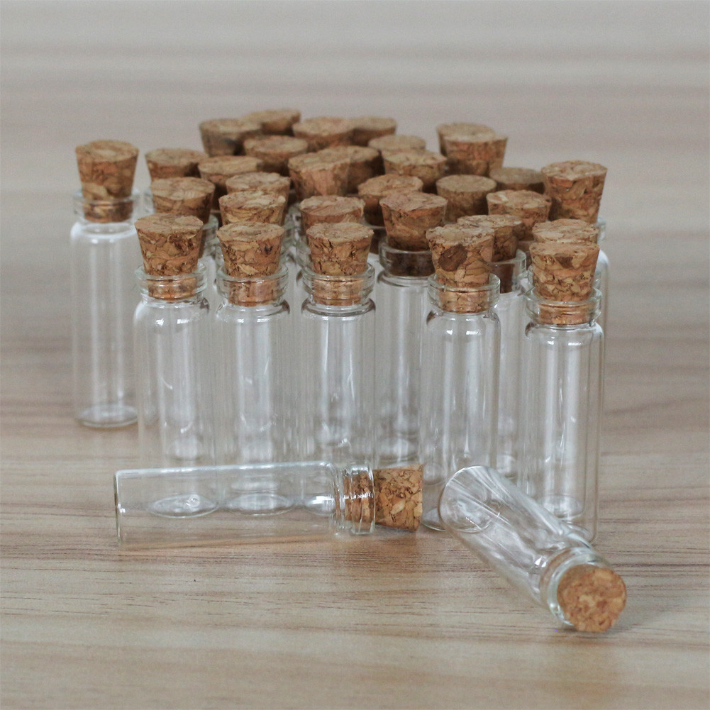 50/100/200Pcs 2ML Clear Glass Bottles with Corks Containers Jars Bottle Vials
