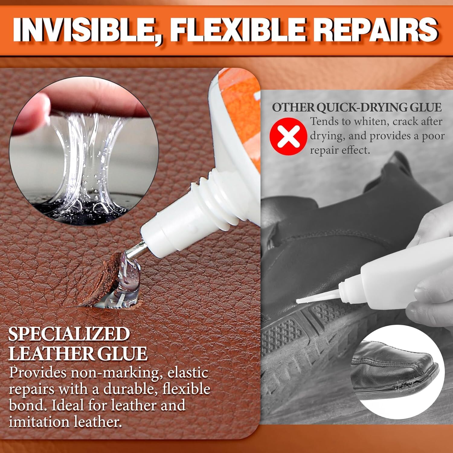 Leather Glue, 60Ml Permanent Leather Glue Adhesive – High Strength & Flexible