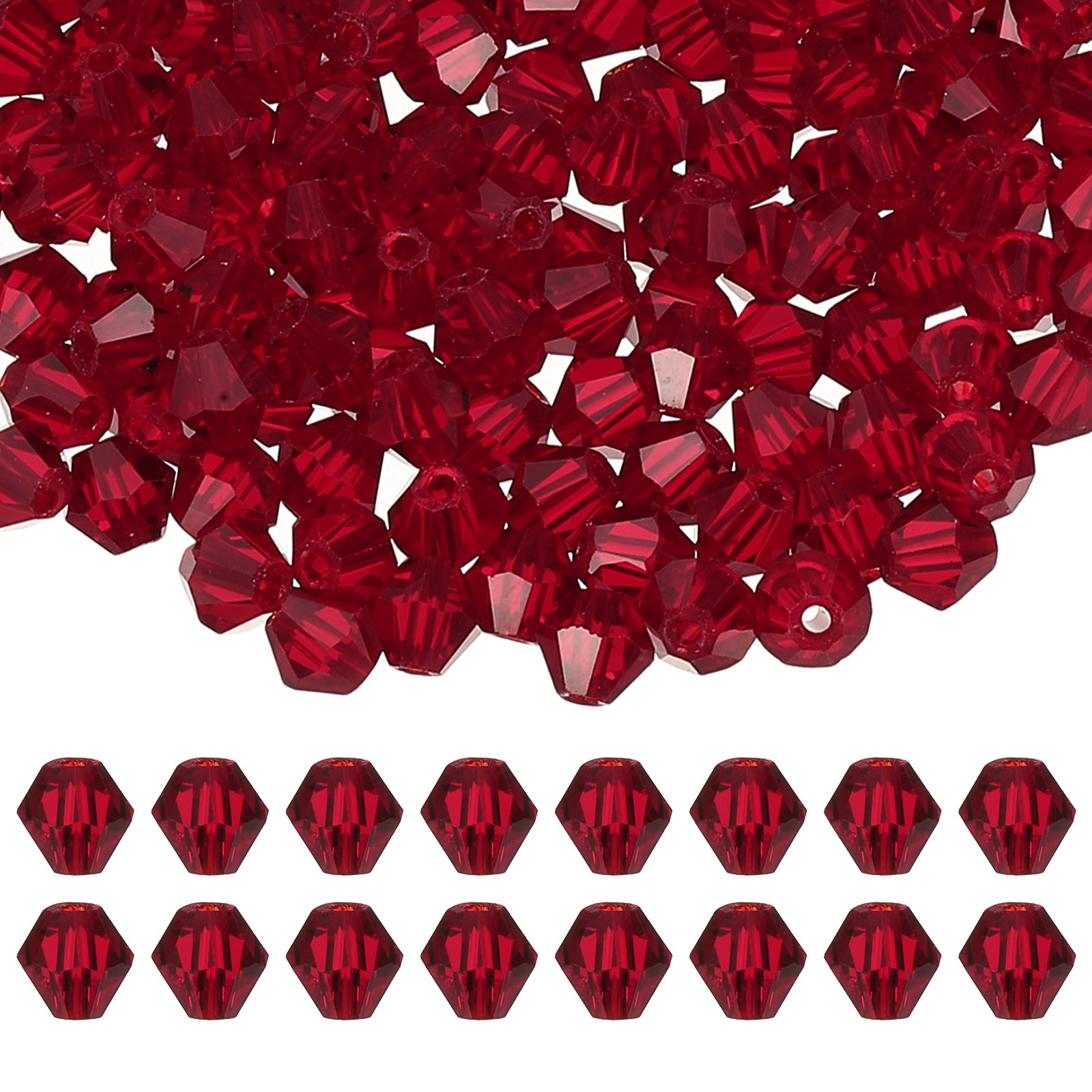 600Pack 3mm Bicone Crystal Beads Glass Faceted Spacer Bead, Red