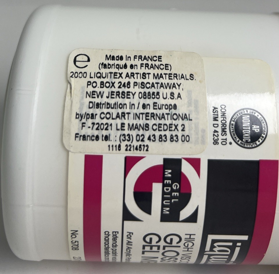 LIQUITEX High Viscosity Acrylic GLOSS GEL MEDIUM 8 fl. oz – UNOPENED