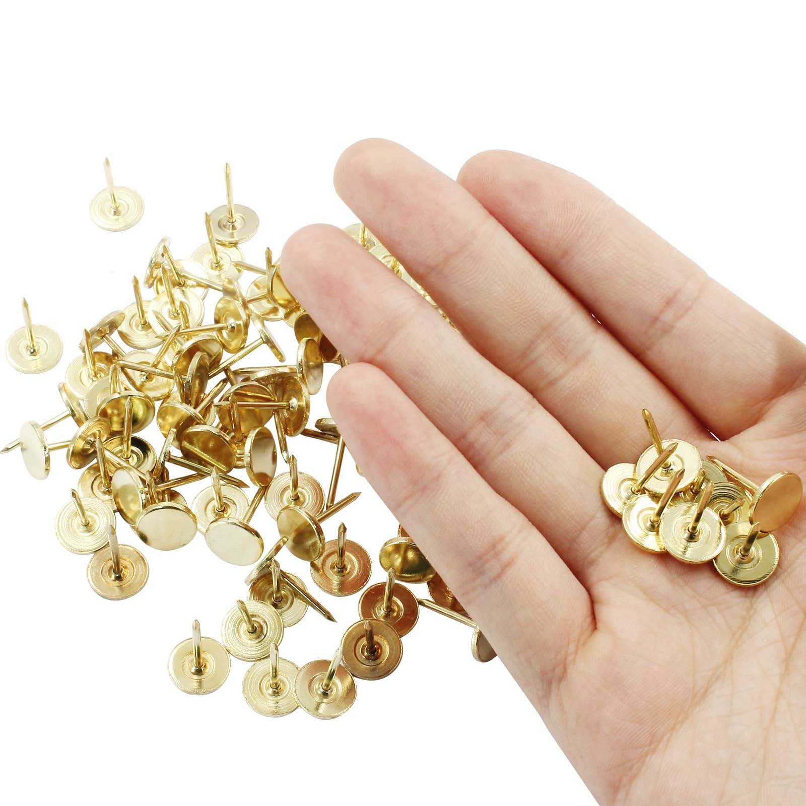 100 PCS 11mm x 17mm Gold Flat Head Thumb Tacks, Upholstery Tacks Pushpin for …