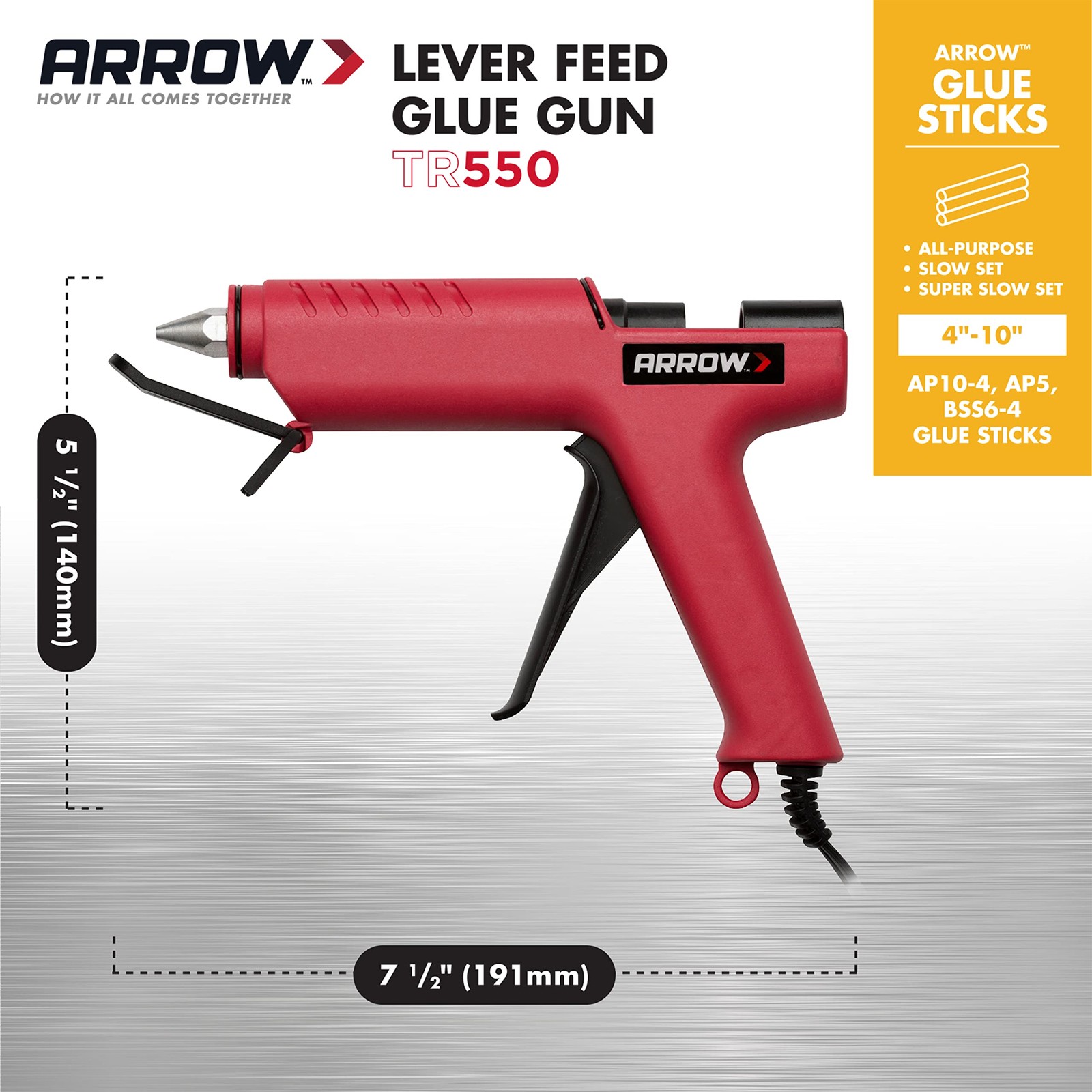 Arrow Tr550 Heavy Duty Professional Electric Hot Melt Glue Gun For Crafts Constr