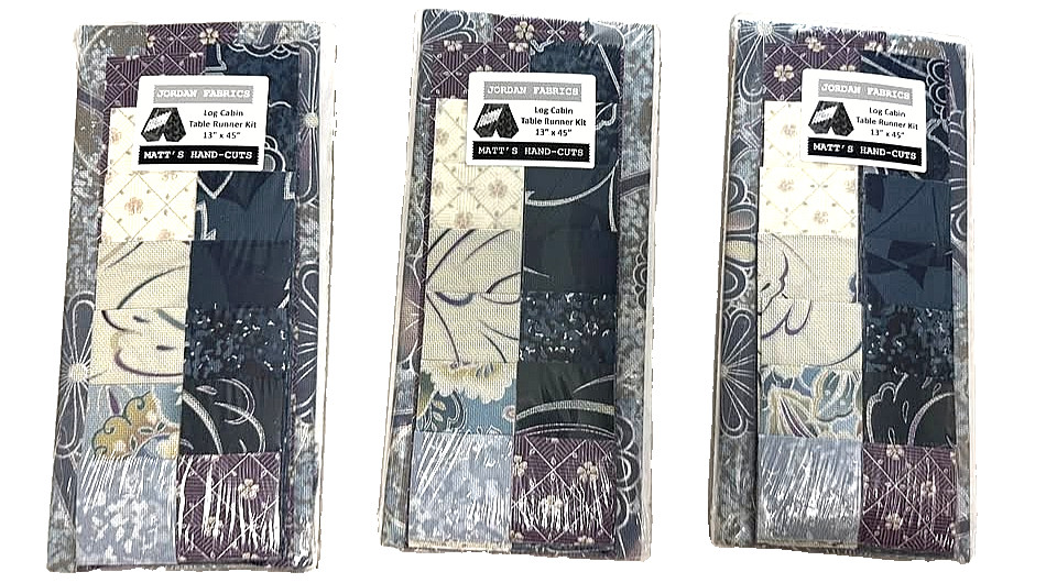 Jordan Fabrics Log Cabin Table Runner Kits, baby quilt, shades of Blue/Purple