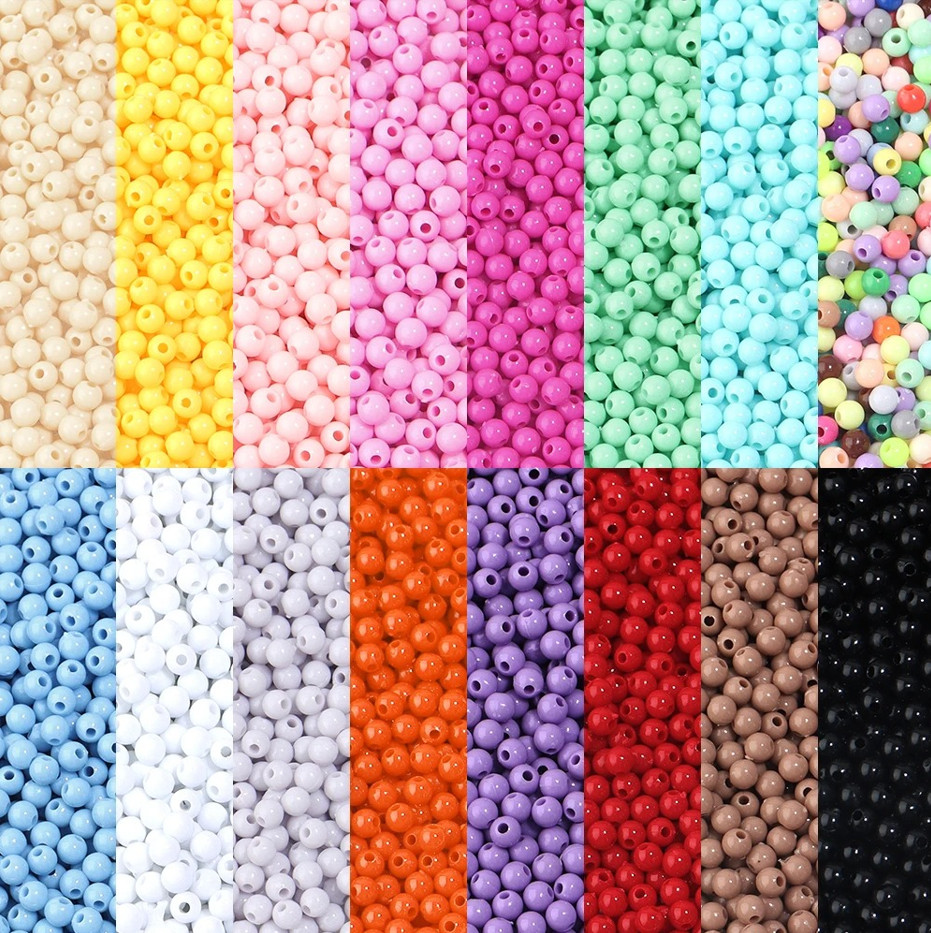 1000PCS 4mm Acrylic Spacer Beads Mini Round DIY Jewelry Making Craft