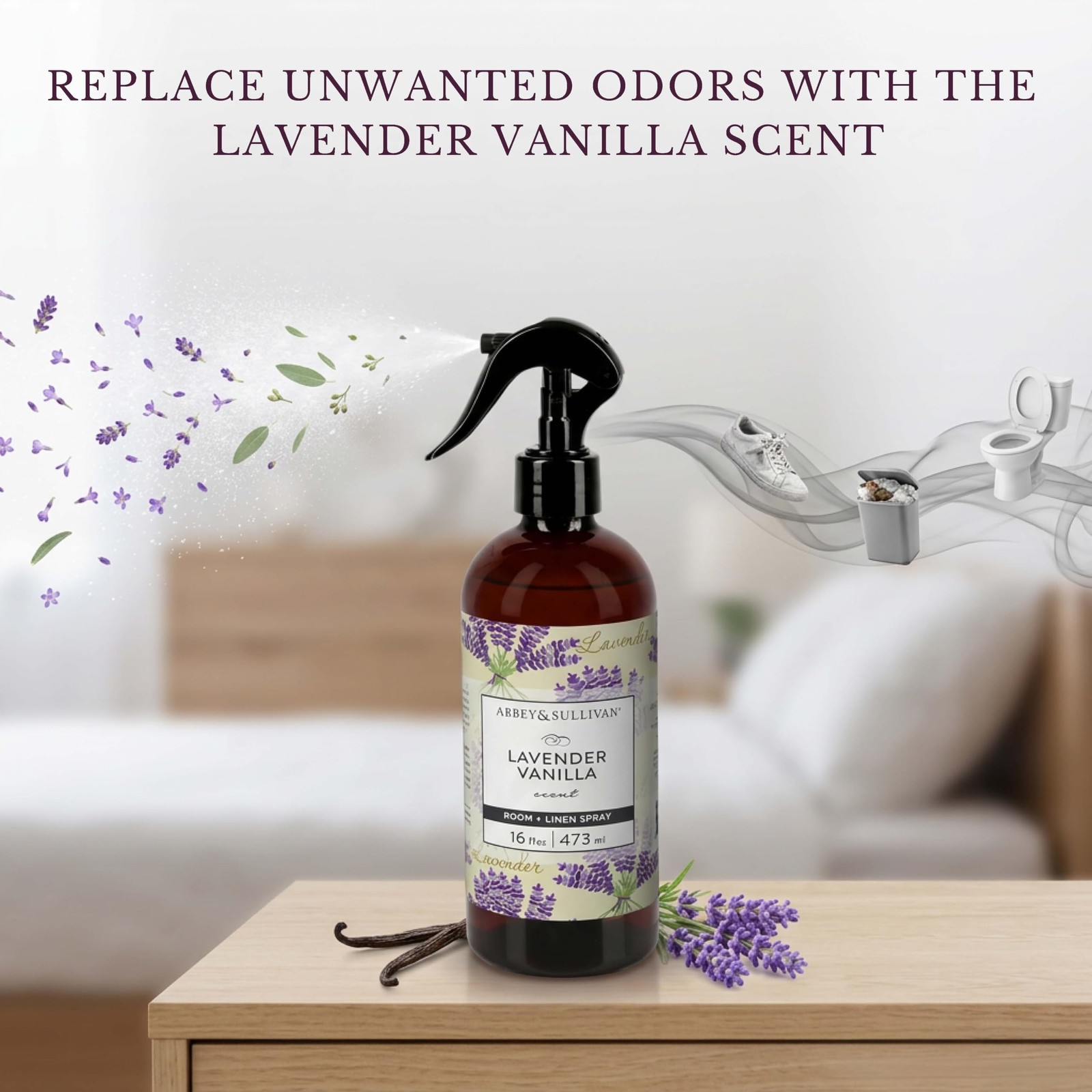 Abbey & Sullivan Odor Eliminating and 16 Fl Oz (Pack of 1), Lavender