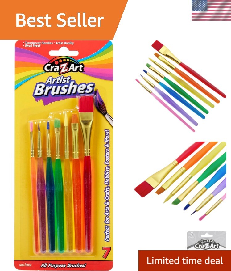 Assorted Sizes Artist Brushes Set – 7 Count with Translucent Grip & Shed Proof
