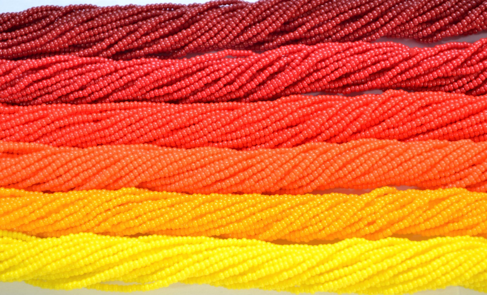 SUNSET Mix 11/0 Czech Glass Seed Beads, Reds/Oranges/Yellows 6 Hanks
