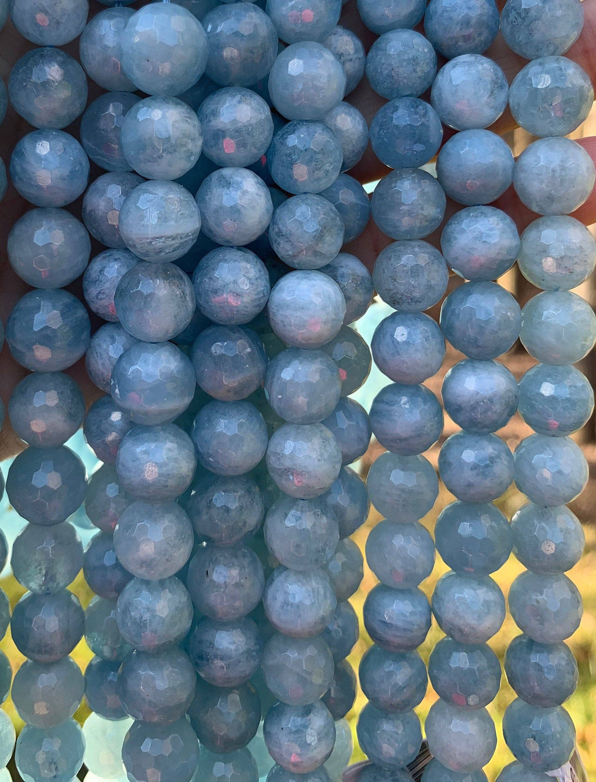 High Quality Genuine Aquamarine Faceted Round Beads, 8mm/10mm/12mm Natural Blue