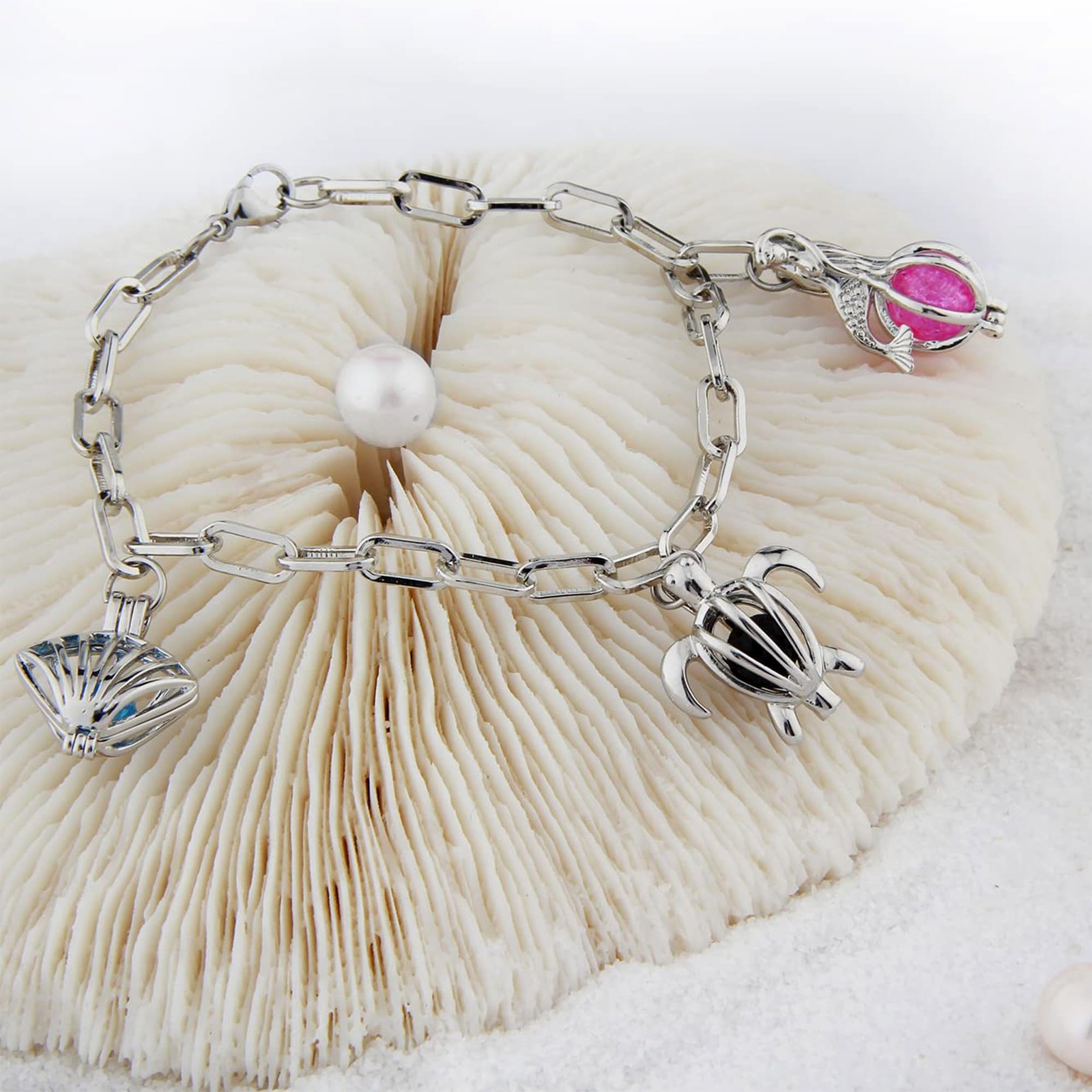 20/30pcs Pearl Bead Cage Pendant for Jewelry Making & Aromatherapy Lockets