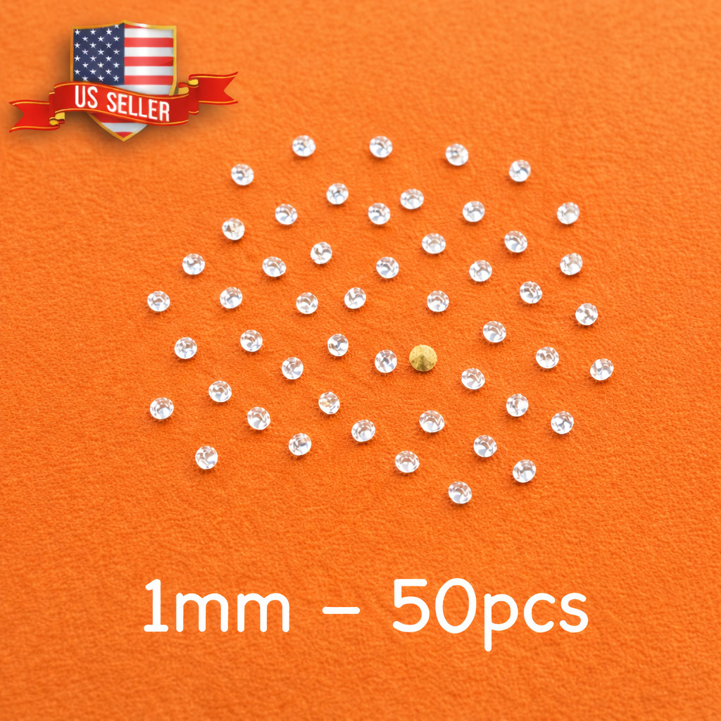 50 pcs 1mm 2pp Round Foil Back Crystal Rhinestones Jewelry Repair Artwork Craft