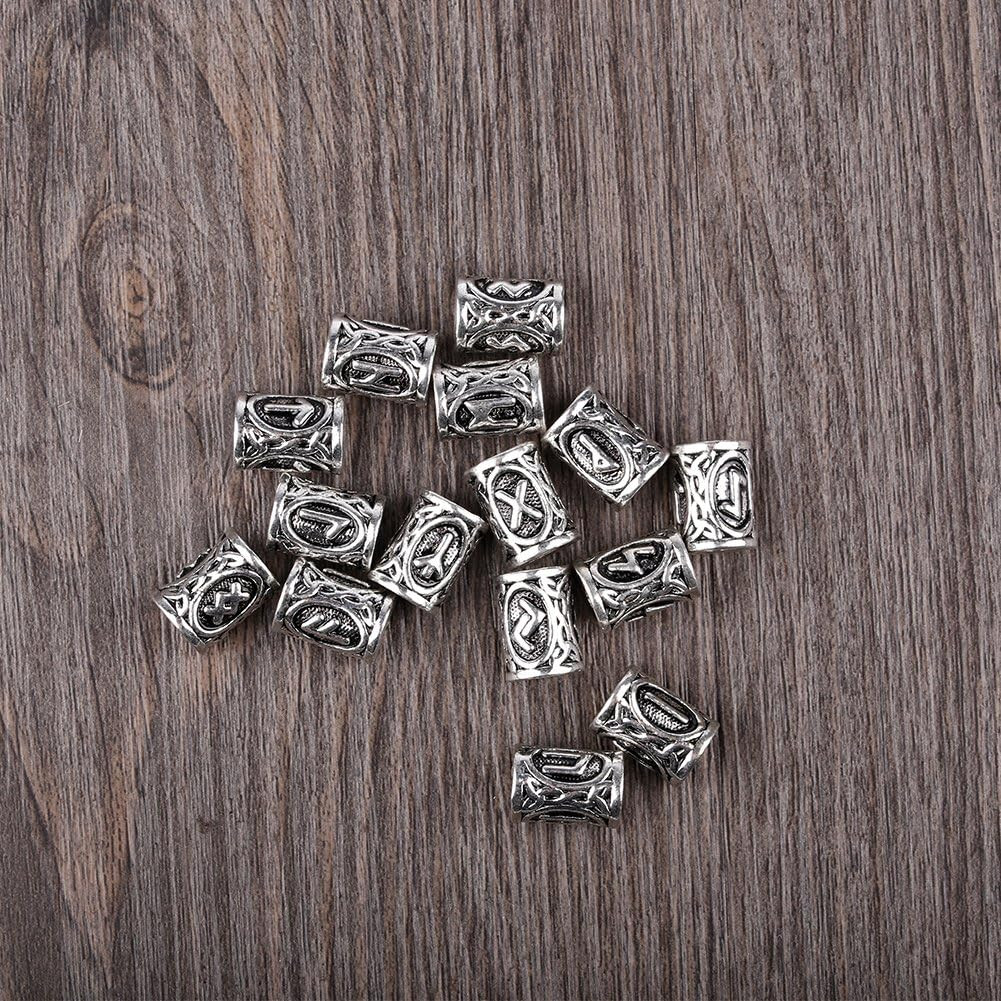 24Pcs Norse Vikings Runes Hair Beard Beads for Bracelets Pendant Necklace Diy