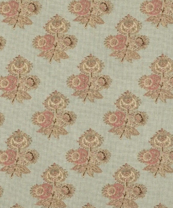 GP & J BAKER CURTAIN FABRIC ‘POPPY PAISLEY – AQUA’ 8.2 METRES COROMANDEL SMALL