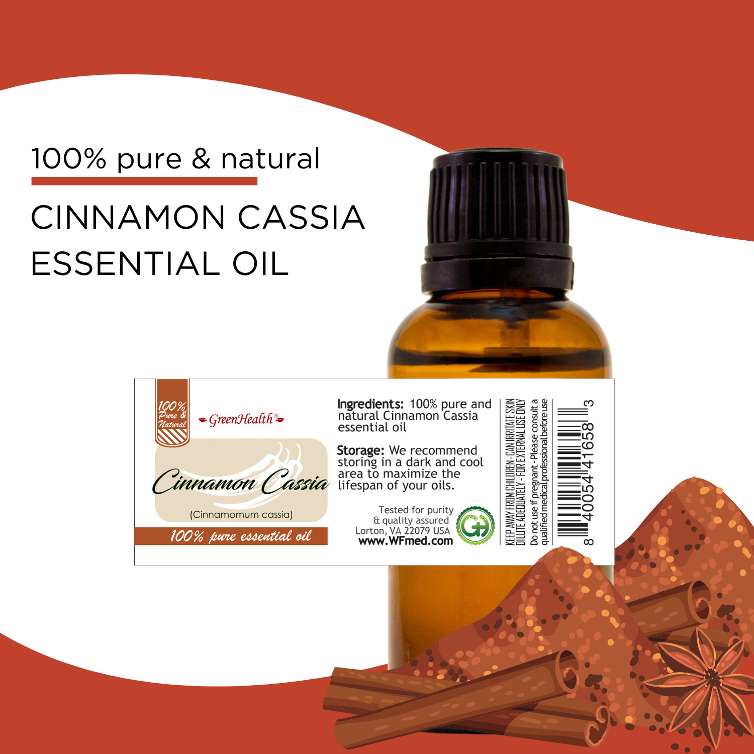 1 Gallon Cinnamon (Cassia) Essential Oil (100% Pure & Natural) – Greenhealth