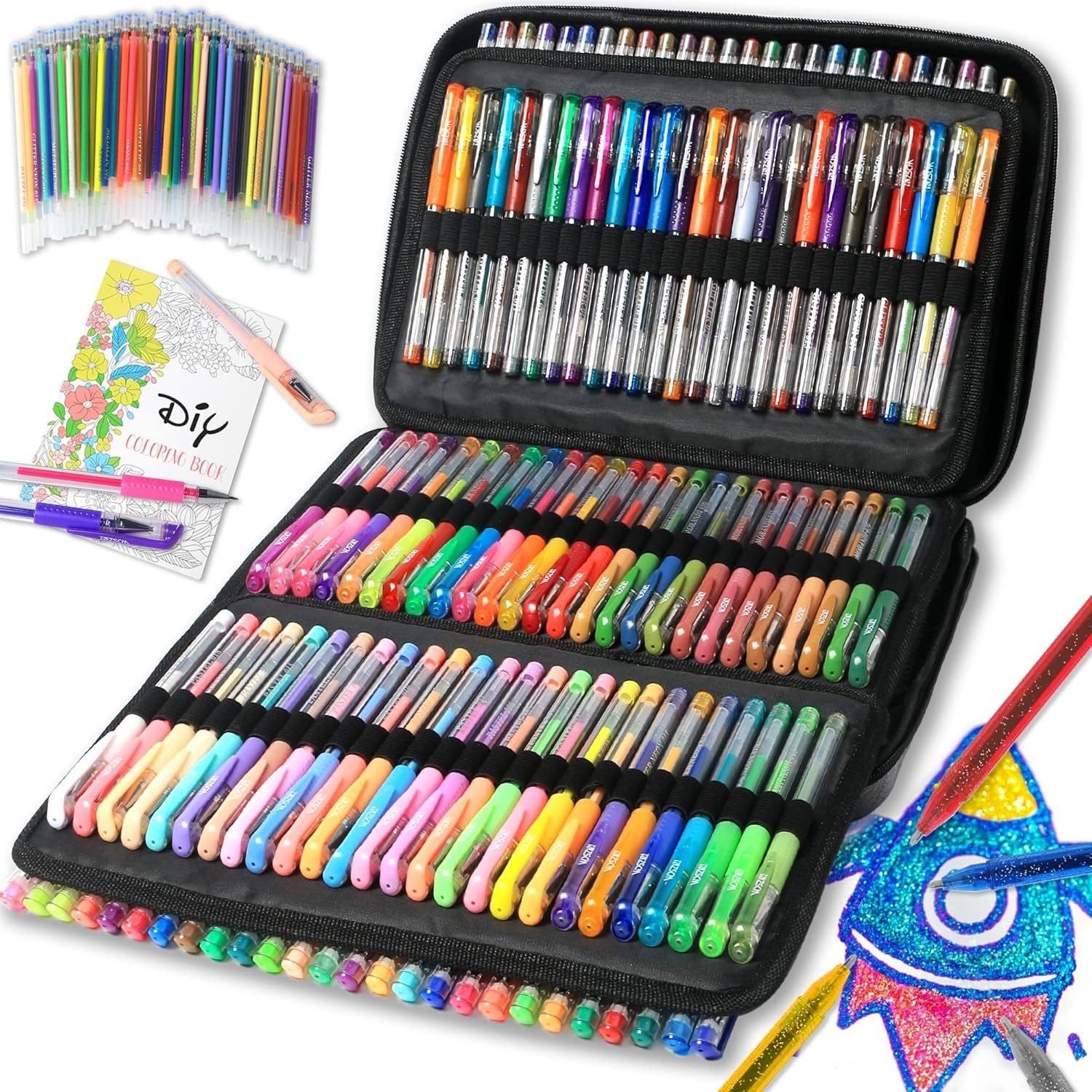 Ultimate 320 Gel Pen Collection: 160 Colors Including Glitter & Metallic Styles