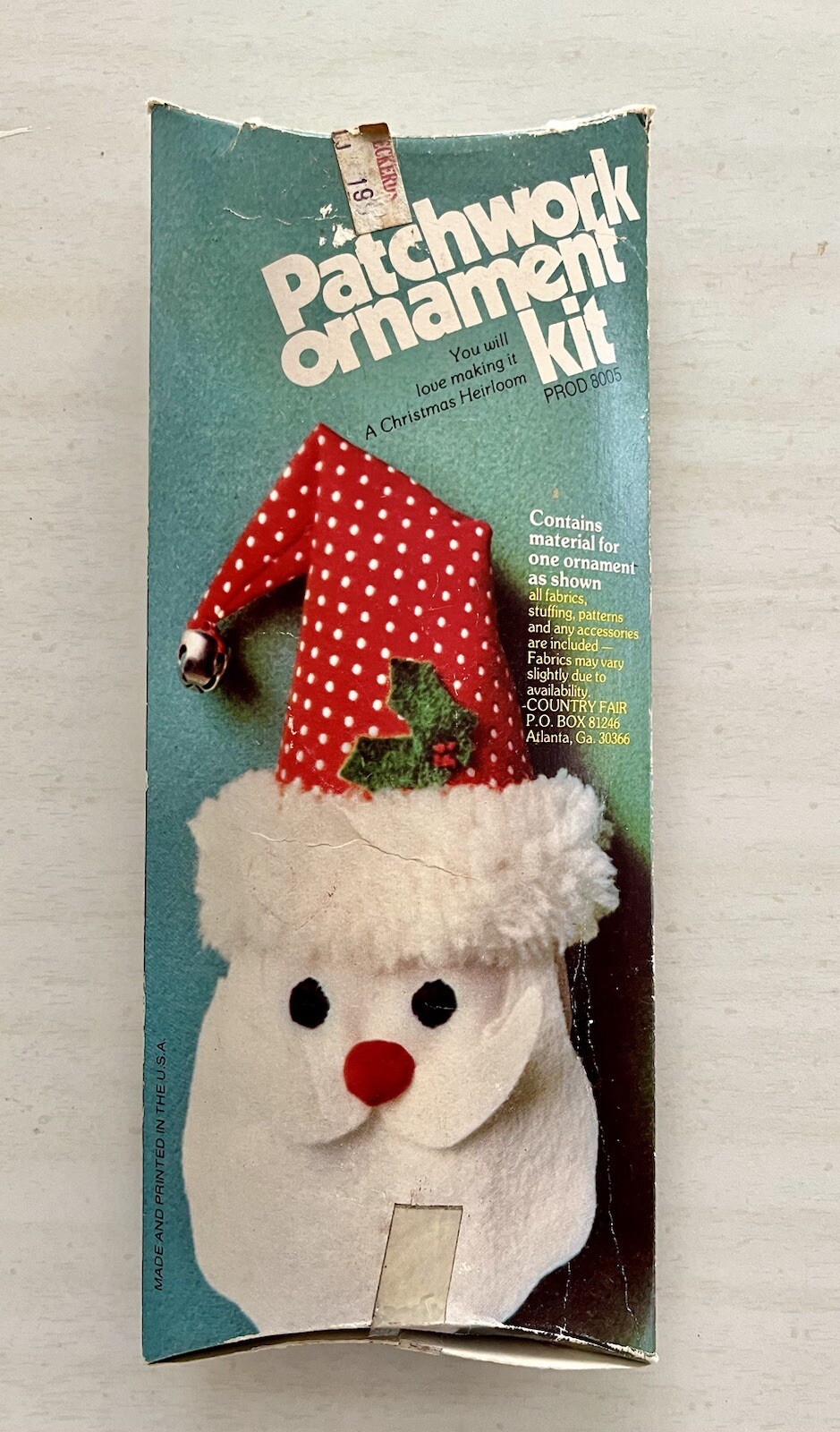 Vintage Holiday PATCHWORK ORNAMENT KIT SANTA All Ages Crafts Country Fair UNUSED