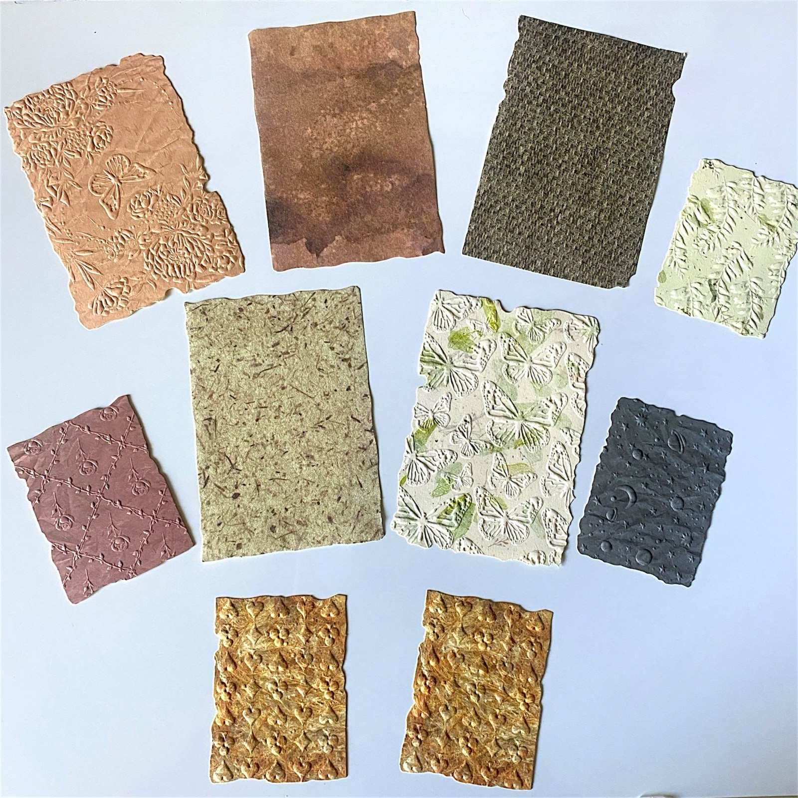 Textured Paper Sampler ✿ 10pc Ephemera Test Kit – Scrapbook & Junk Journal Pack