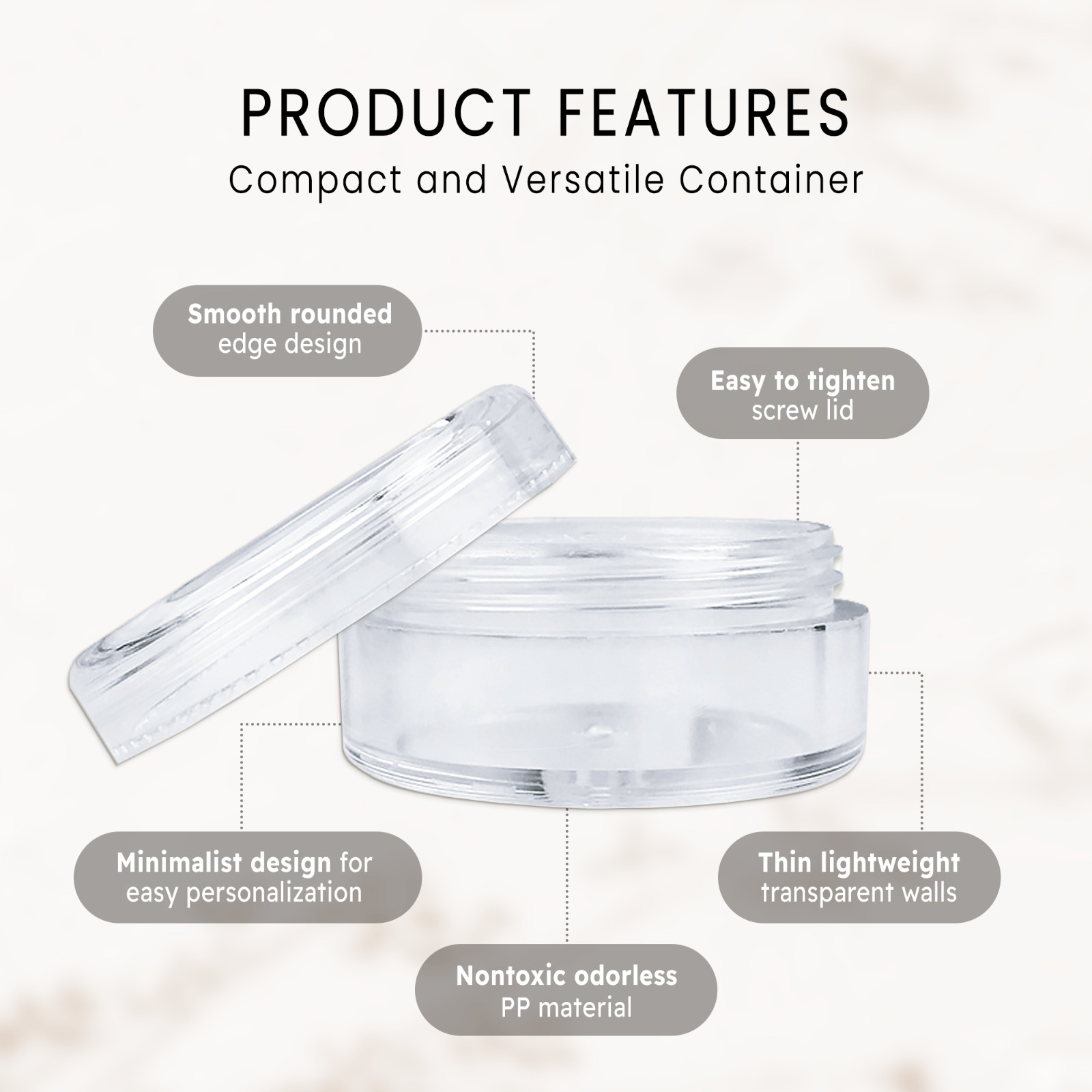 50 Clear Small 5g Grams/mL Plastic Jars for Cosmetic Sample Container Pot Cream