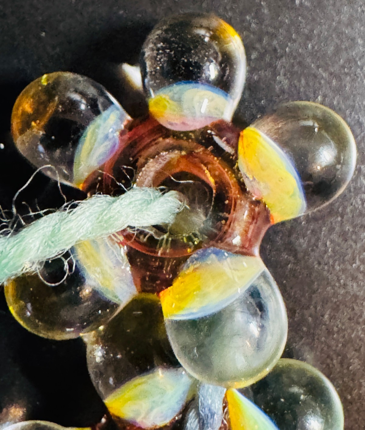 Lot 7 Vintage Artisan Lampwork Glass Beads Jewelry Making Starburst Clear 0.75″