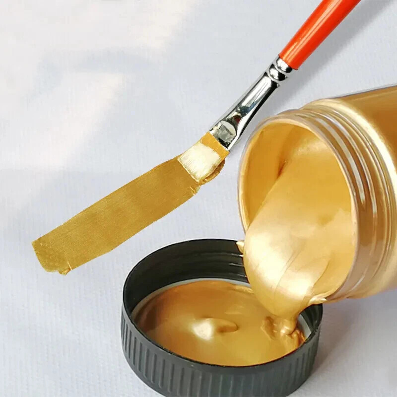 100ml Waterproof Acrylic Paint Gold Metallic Pigment Color for Textile Gypsum