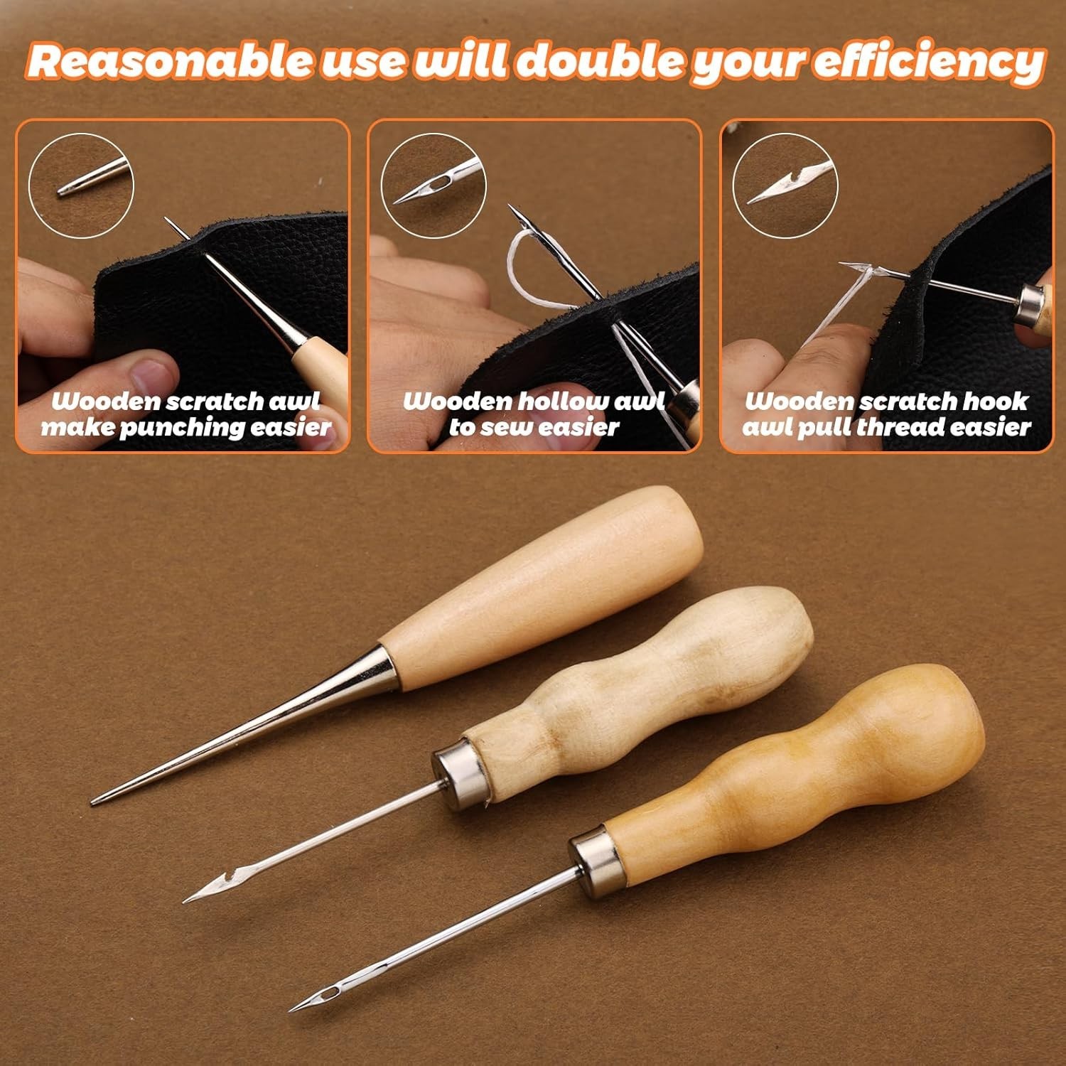 54 Pcs Leather Sewing Kit Heavy Duty Sewing Upholstery Repair Kit for Car Boots
