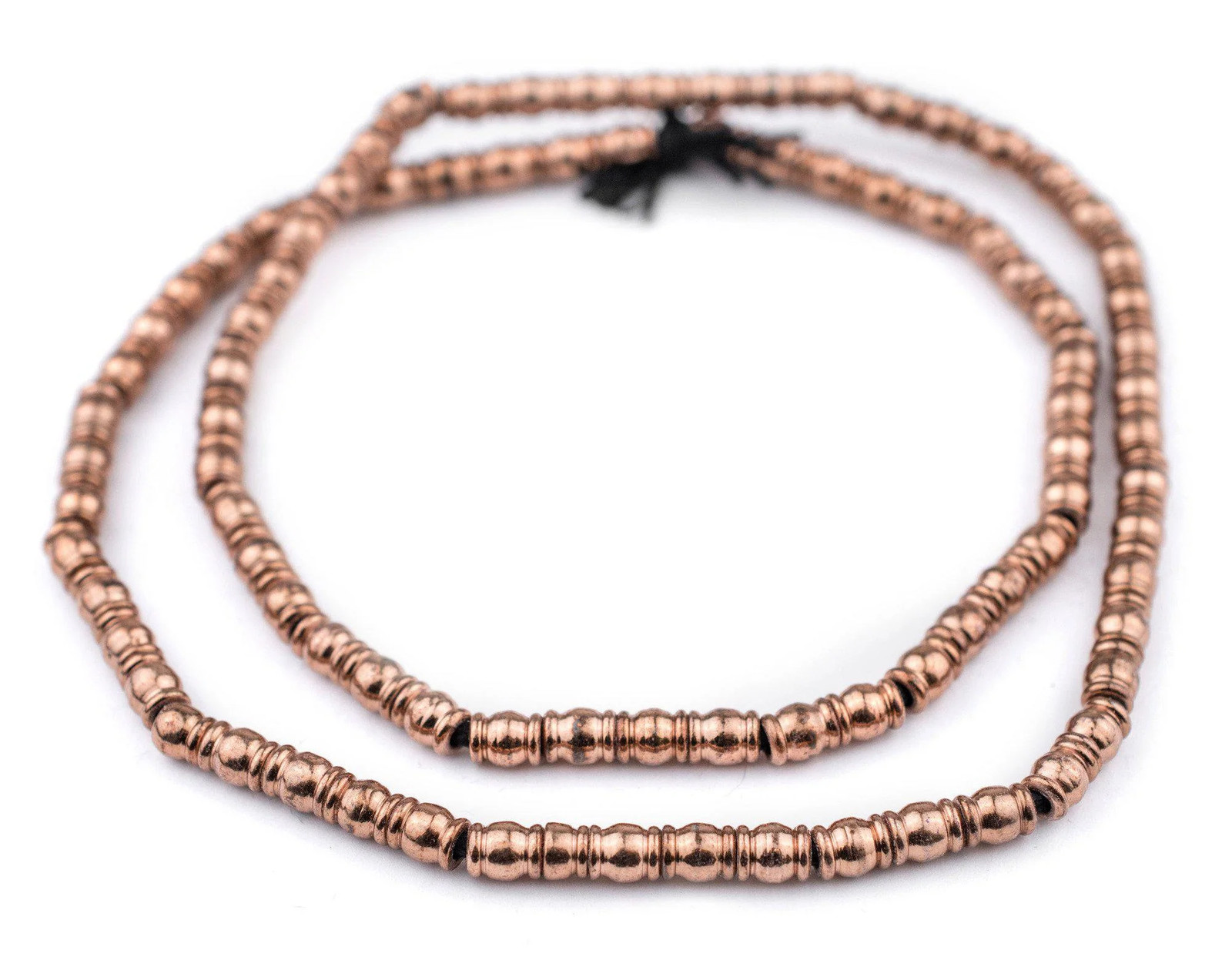Copper Beveled Barrel Beads 7x5mm Unusual Large Hole 24 Inch Strand