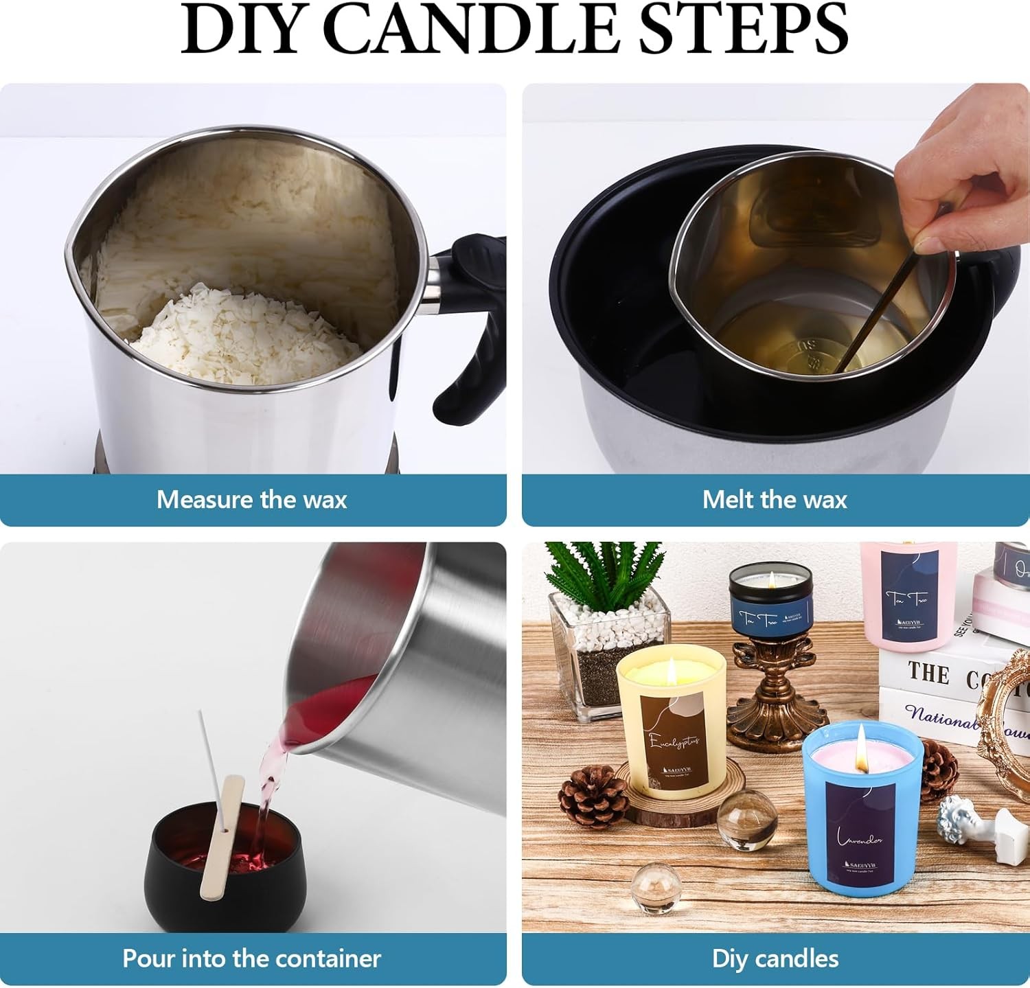 Soy Candle Wax Candle Making 10 lbs Natural Soy Wax Kit with Wicks Flakes Bulk
