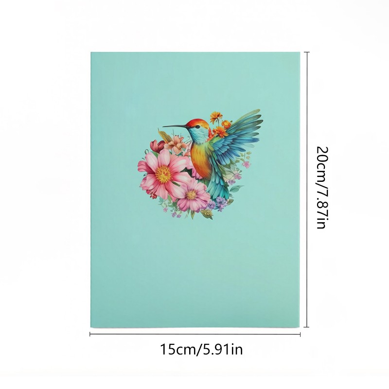 Hummingbird Floral 3D Pop Up Greeting Card For Birthdays Holidays Gift
