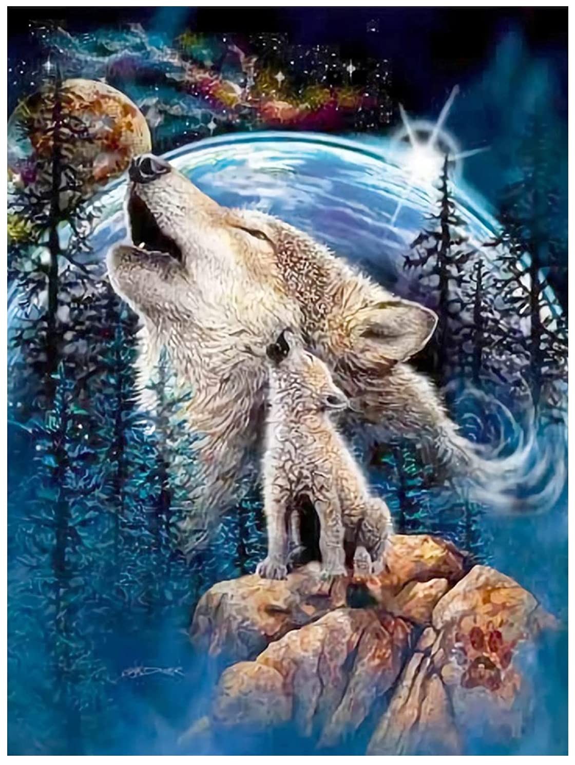 KEUASDV Diamond Painting Kits for Adults, Wolf 5D DIY 12×16 inches,