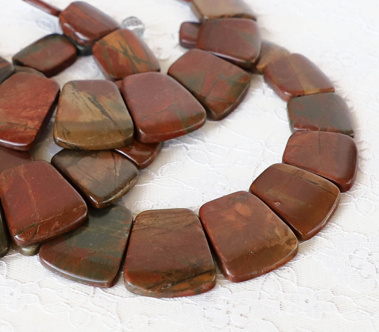 15pcs SET Picasso Picture Creek Jasper trapezoidal graduated gemstone Beads