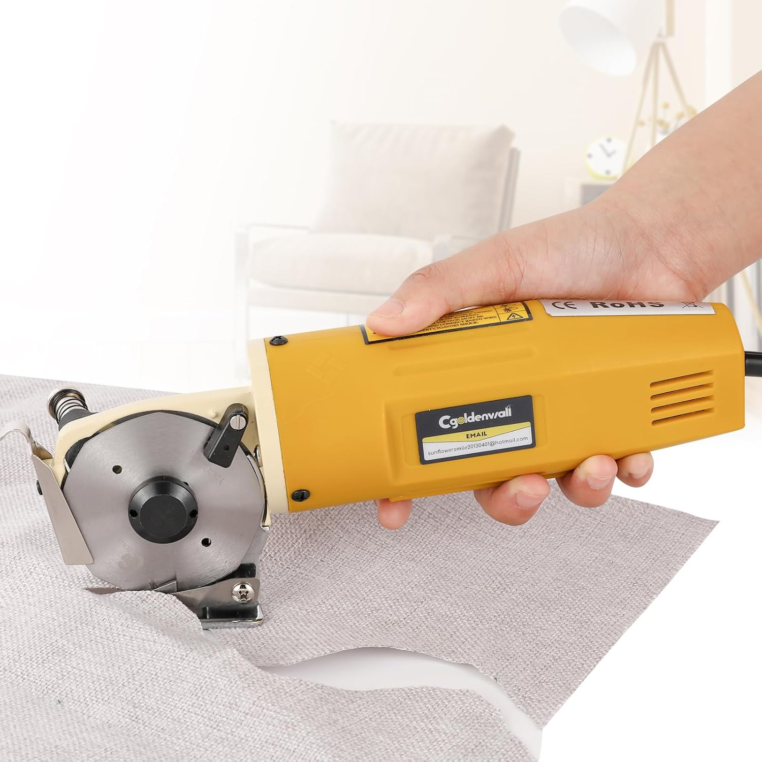 High-Speed Electric Rotary Fabric Cutter for Cloth, Leather & Carpet, 2400RPM