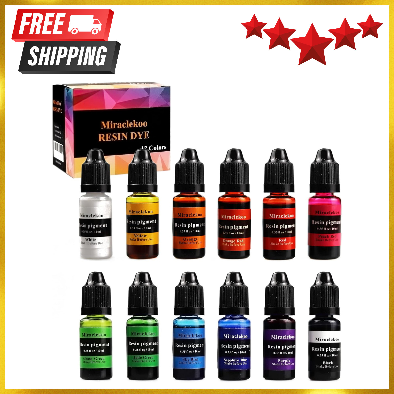 12 Colors Epoxy Resin Color Dye Colorant Liquid Epoxy Resin Pigment,10Ml Each