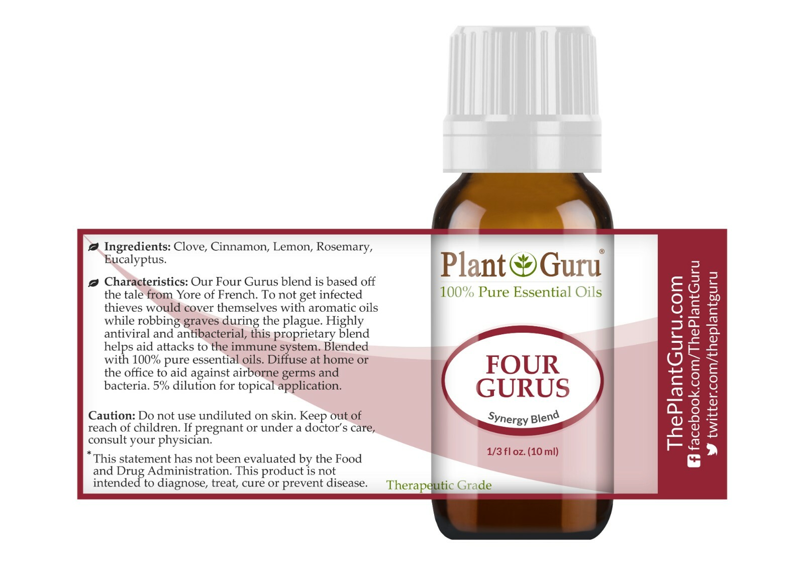 Four Gurus Essential Oil Blend 10 ml. 100% Pure Therapeutic Grade Thieves