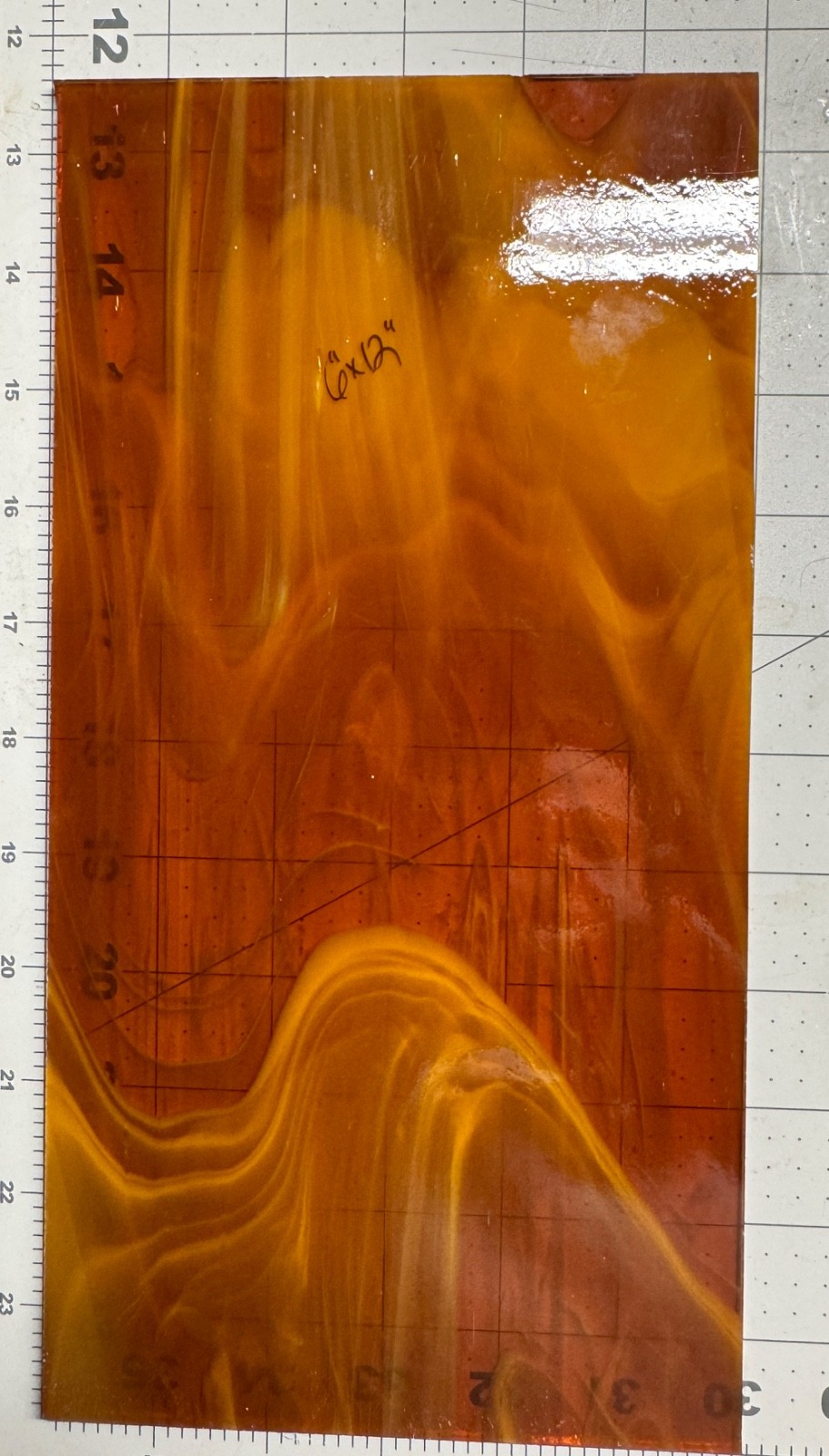 Stained Glass~Transparent Dk Amber Streaky~Med Amber Textured~Dk Amber Cathedral