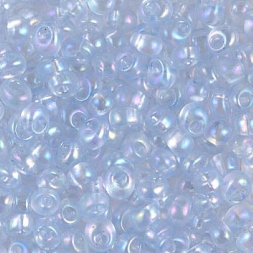 2135, Trans Light SAPPHIRE AB, 10g, 4mm Magatama, Miyuki drop/fringe beads(m-40)