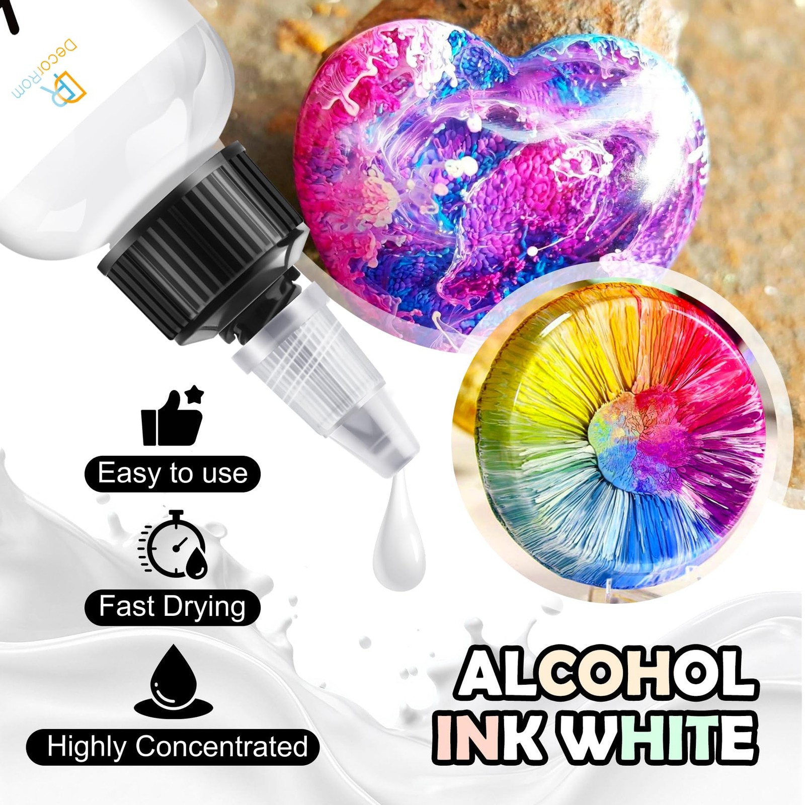 White Alcohol Ink for Epoxy Resin, 7oz Ink, Inks 200ml,