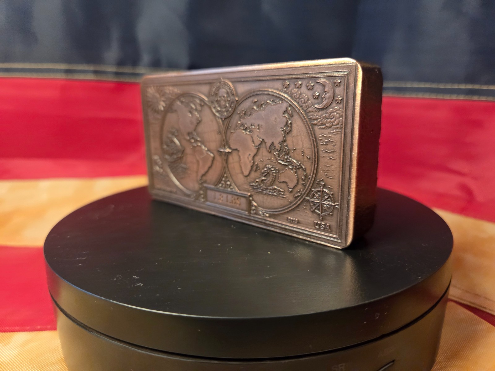 Hand Poured .999 Fine Copper Bullion Bar Art – 1.8 Lbs – *Cross Bones Bullion*