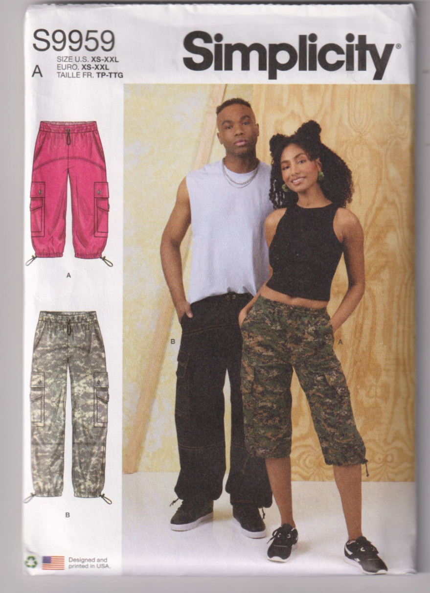 9959 SIMPLICITY – Cargo PANTS – UNISEX Adult Sz: XS to XXL