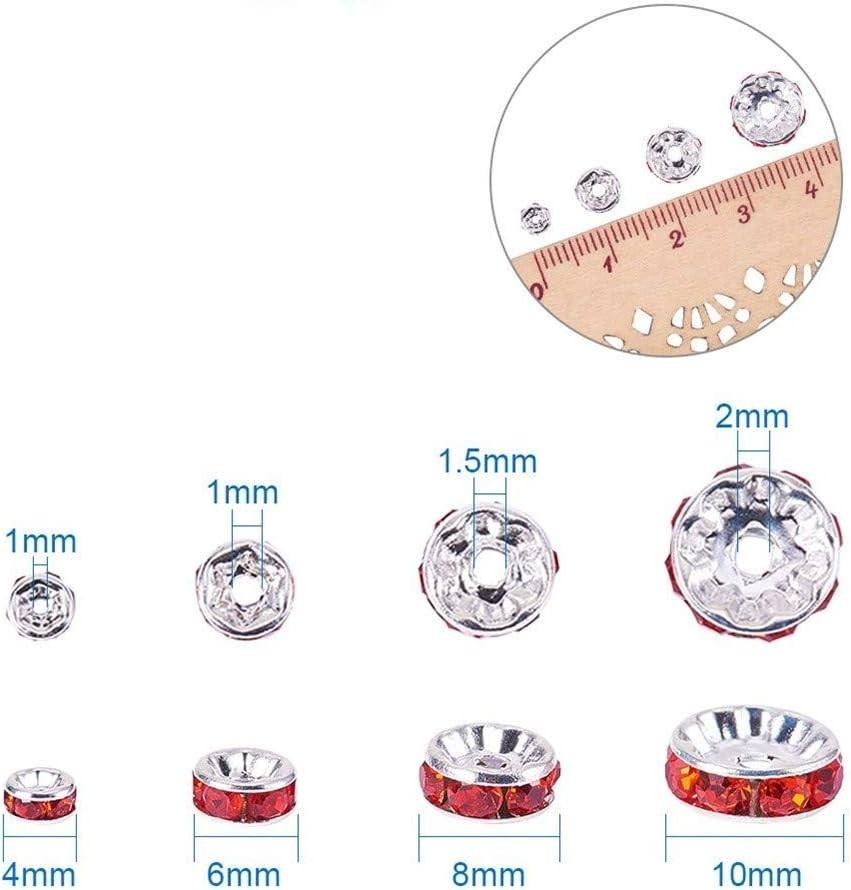 100pcs Rondelle Spacer Beads 8mm Silver Plated Czech Crystal Rhinestone for J…
