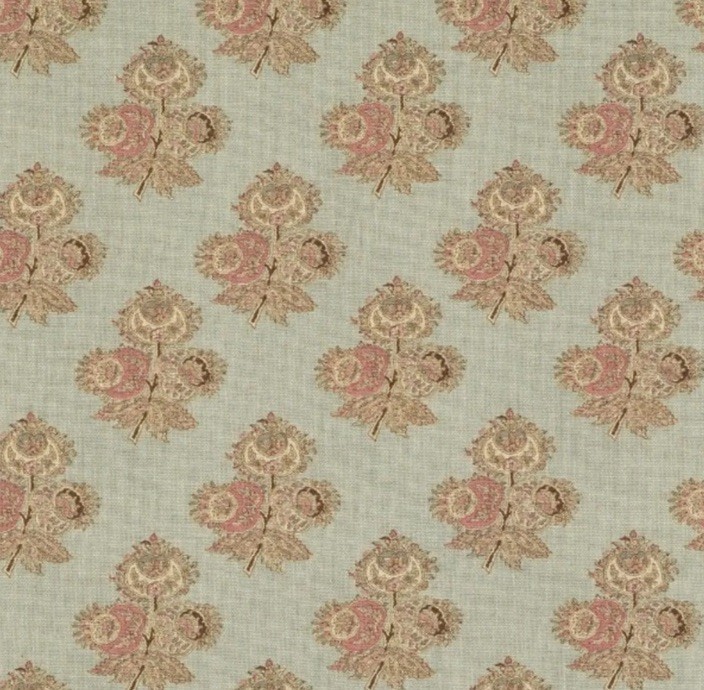 GP & J BAKER CURTAIN FABRIC ‘POPPY PAISLEY – AQUA’ 8.2 METRES COROMANDEL SMALL