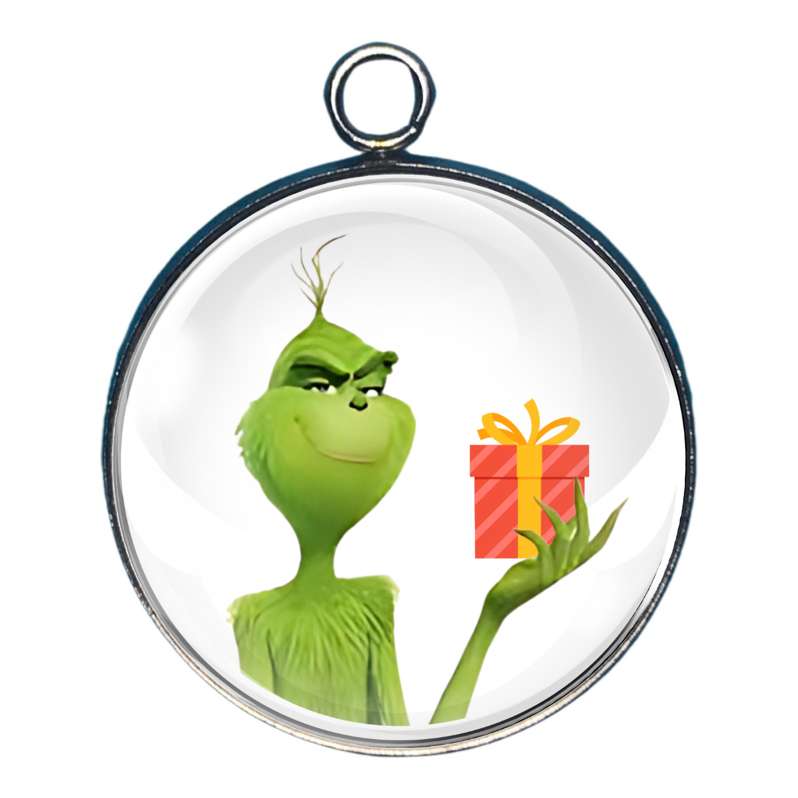 Grinch Christmas Glass Cabochon Charms, Jewelry Making Charms
