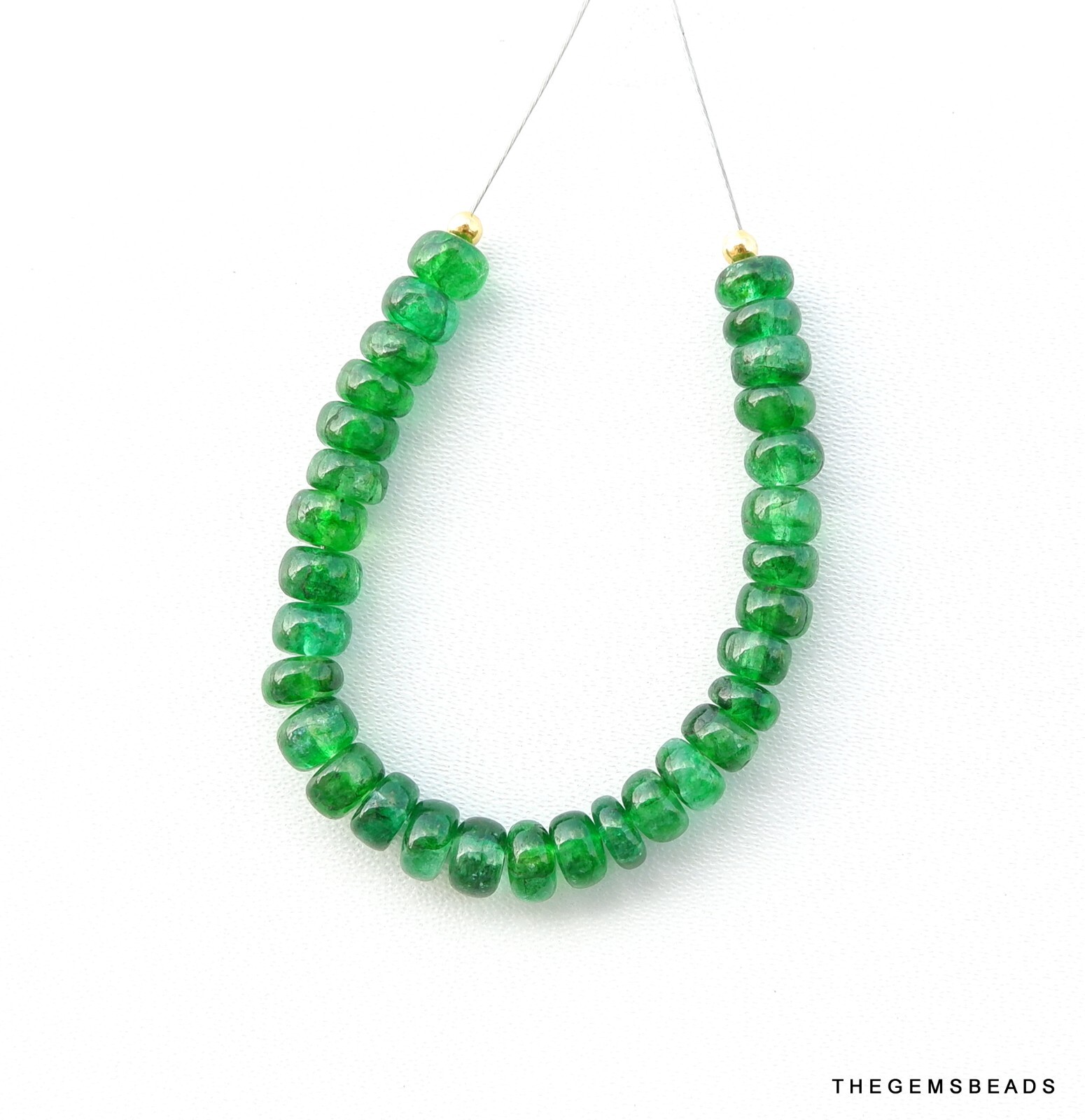 Natural Emerald Smooth Rondelle, 3.5mm Emerald 31 beads for jewelry making