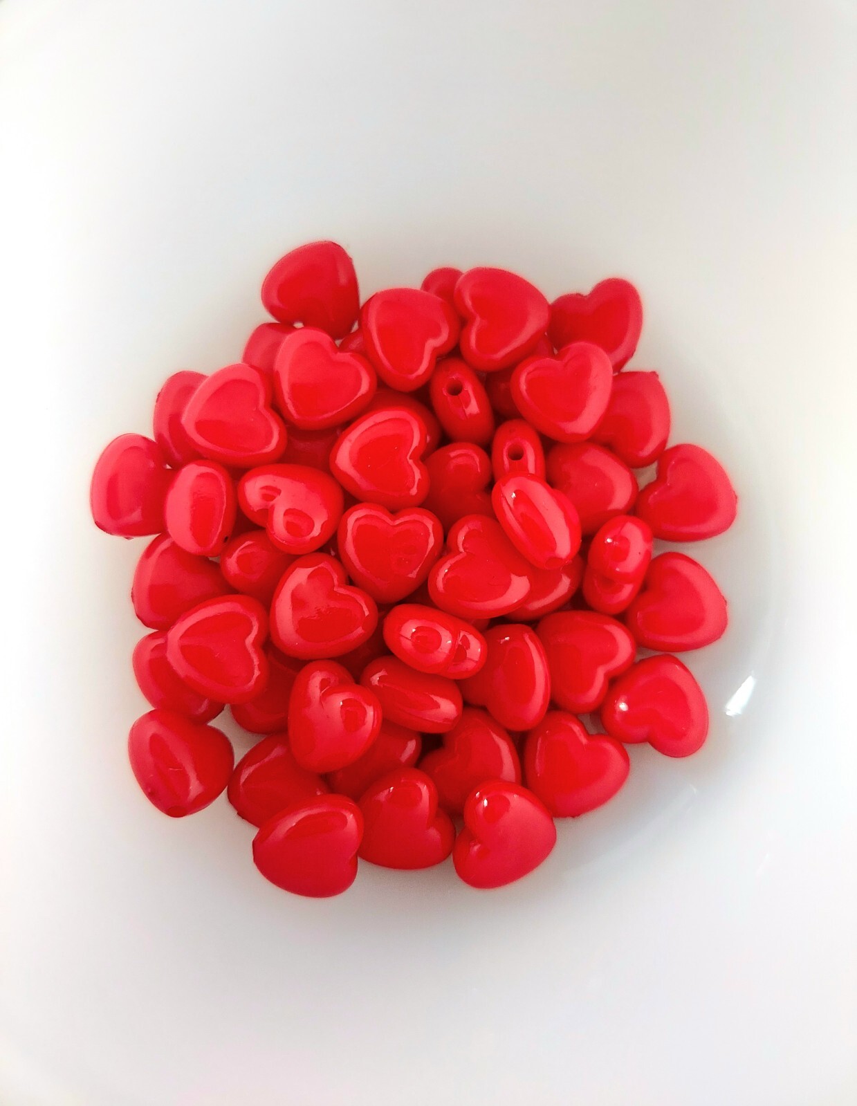 50 Bulk Heart Beads Red 11mm Acrylic Beads Wholesale Bulk Jewelry Valentine’s
