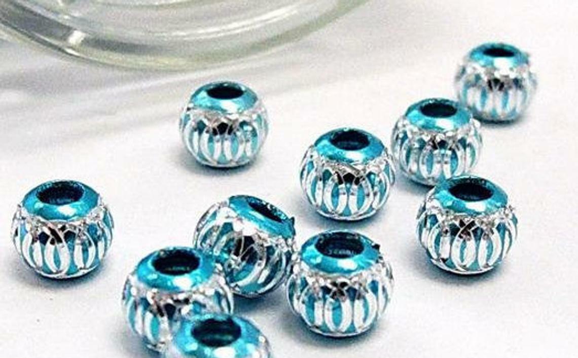 Aluminum Beads Bulk For Jewelry Making Silver Metal Beads Large Hole 200 pcs