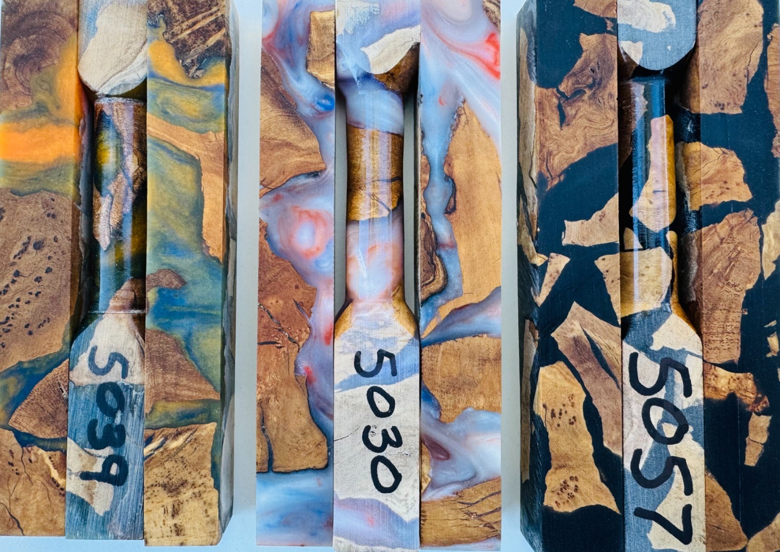 Pen Blanks * Olive Burl & Epoxy Hybrid * Mica Powder Colored * Pen Blank