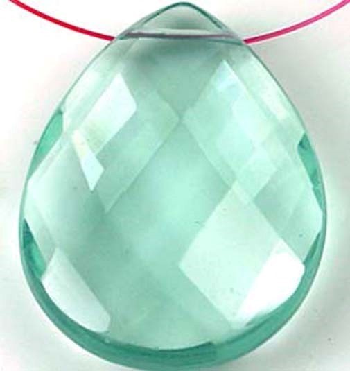 40mm Aqua Blue Glass Quartz Faceted Teardrop Pendant Bead